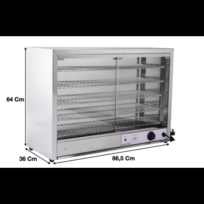 Vitrine chauffante en inox L 865 mm